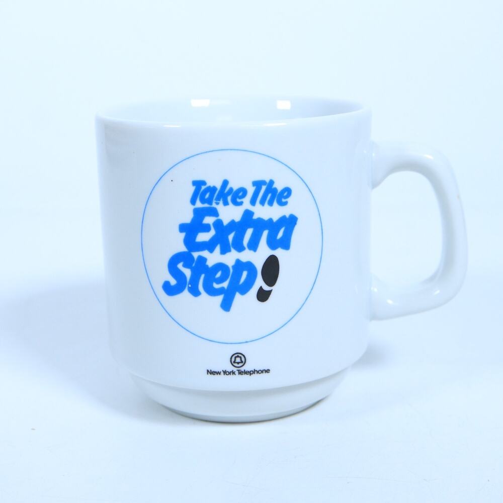 Vtg New York Telephone Pin NYNEX Co Take The Extra Step Mug Bell System